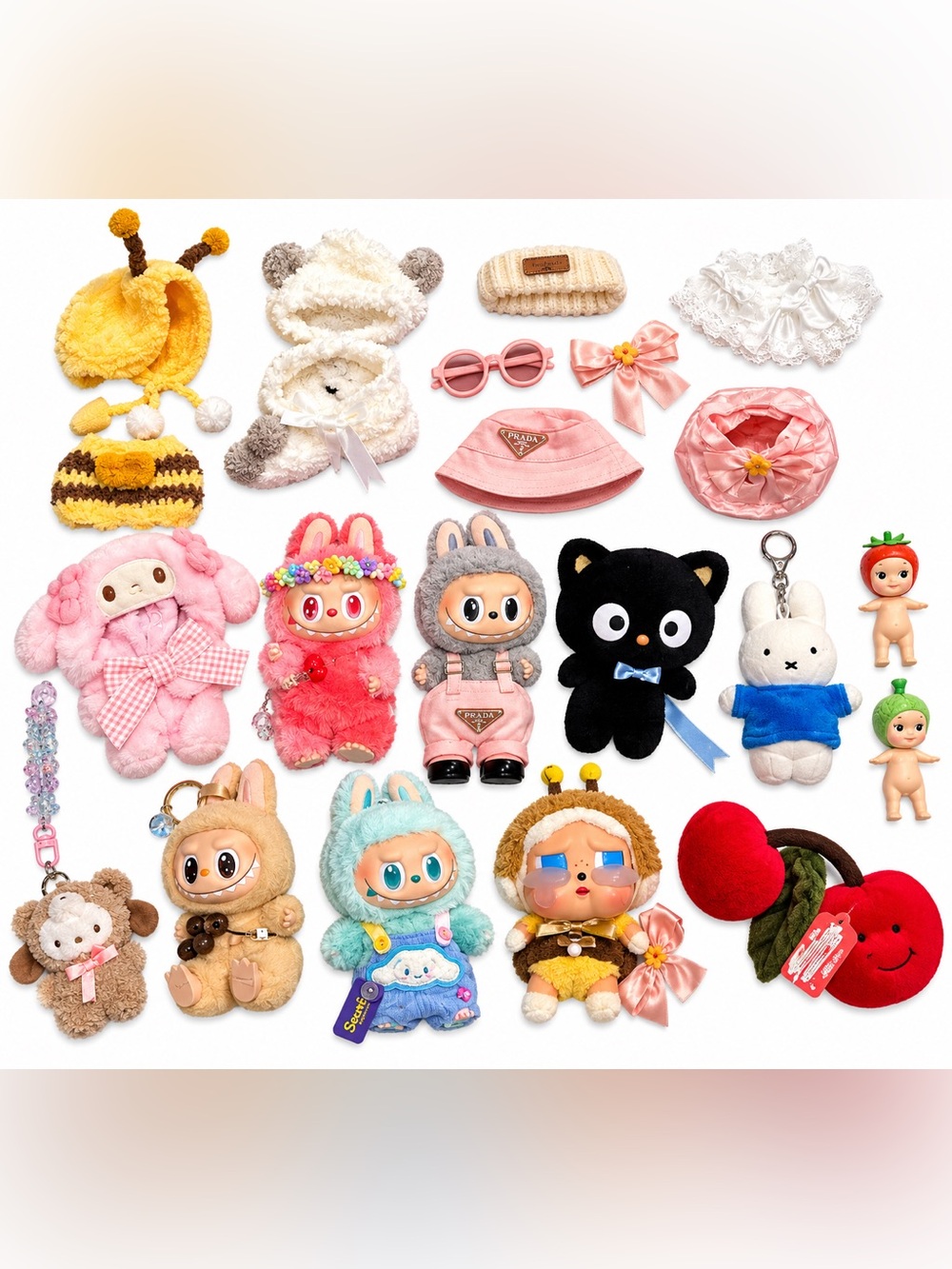 Pink Kids Accessories Set with Hair Bow, Bucket Hat & Playful Plush